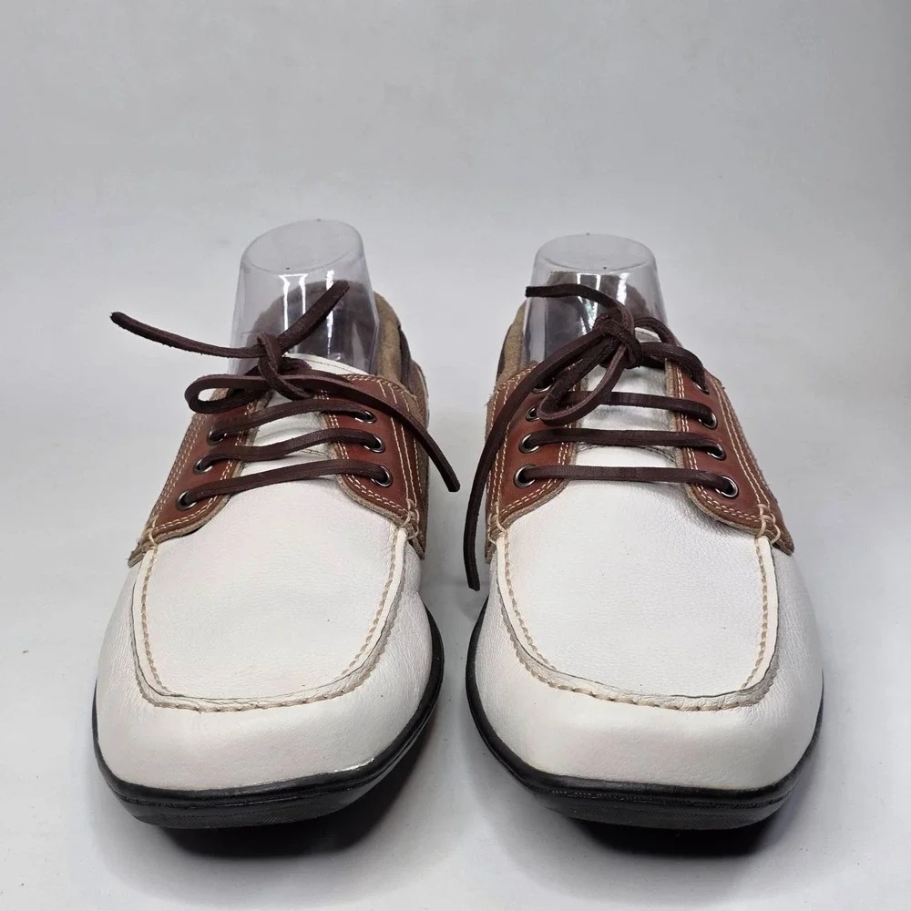 Kenneth Cole Unlisted Duck Quick Shoes Men's Size 15 White Brown Leather Casual